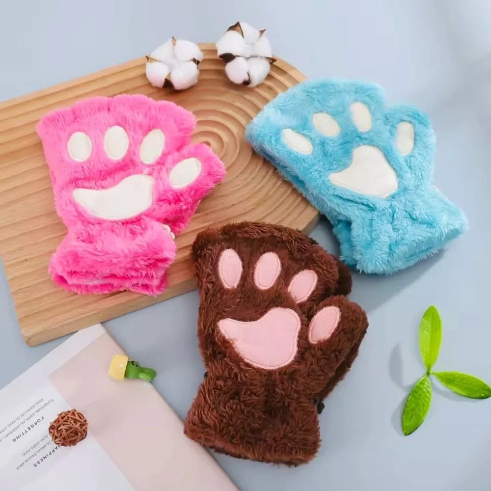 Hot pink cat paw fingerless gloves🐾